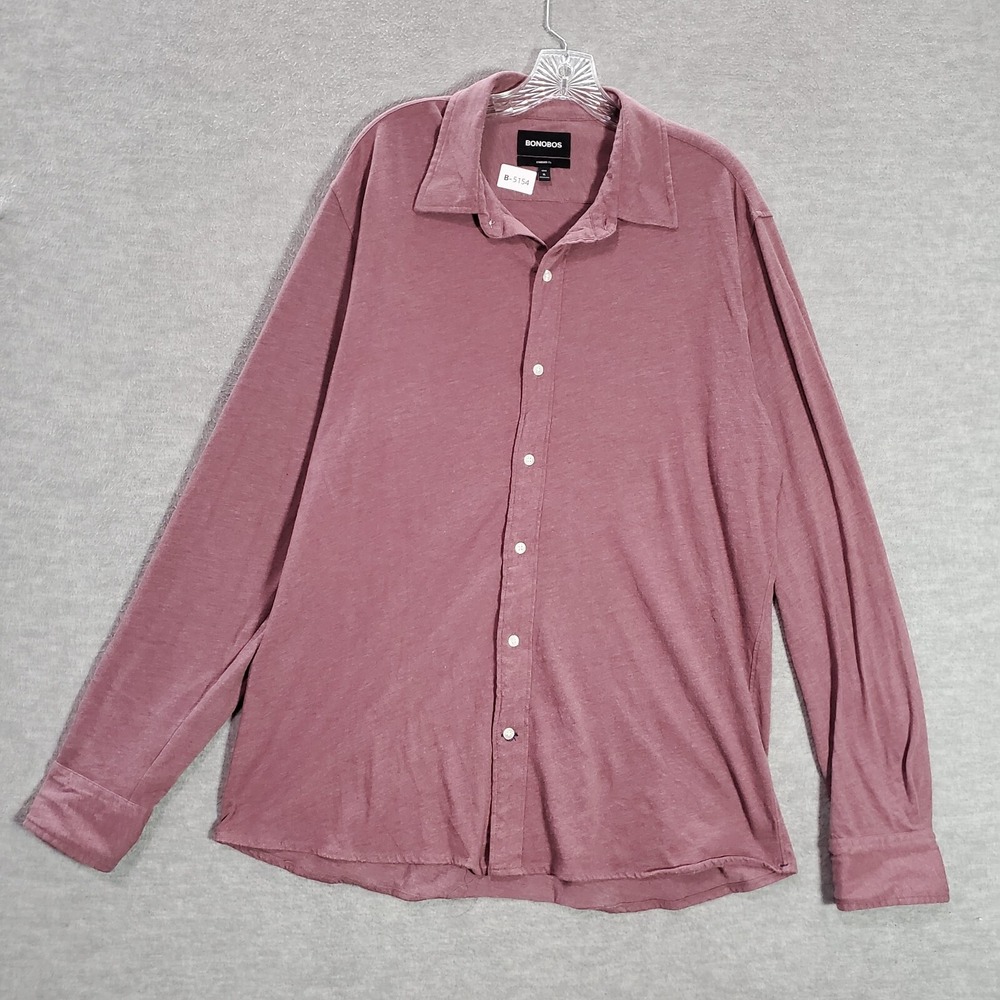 Bonobos Men Button Up Shirt XL Pink Long Sleeve Collar Standard‎ Fit